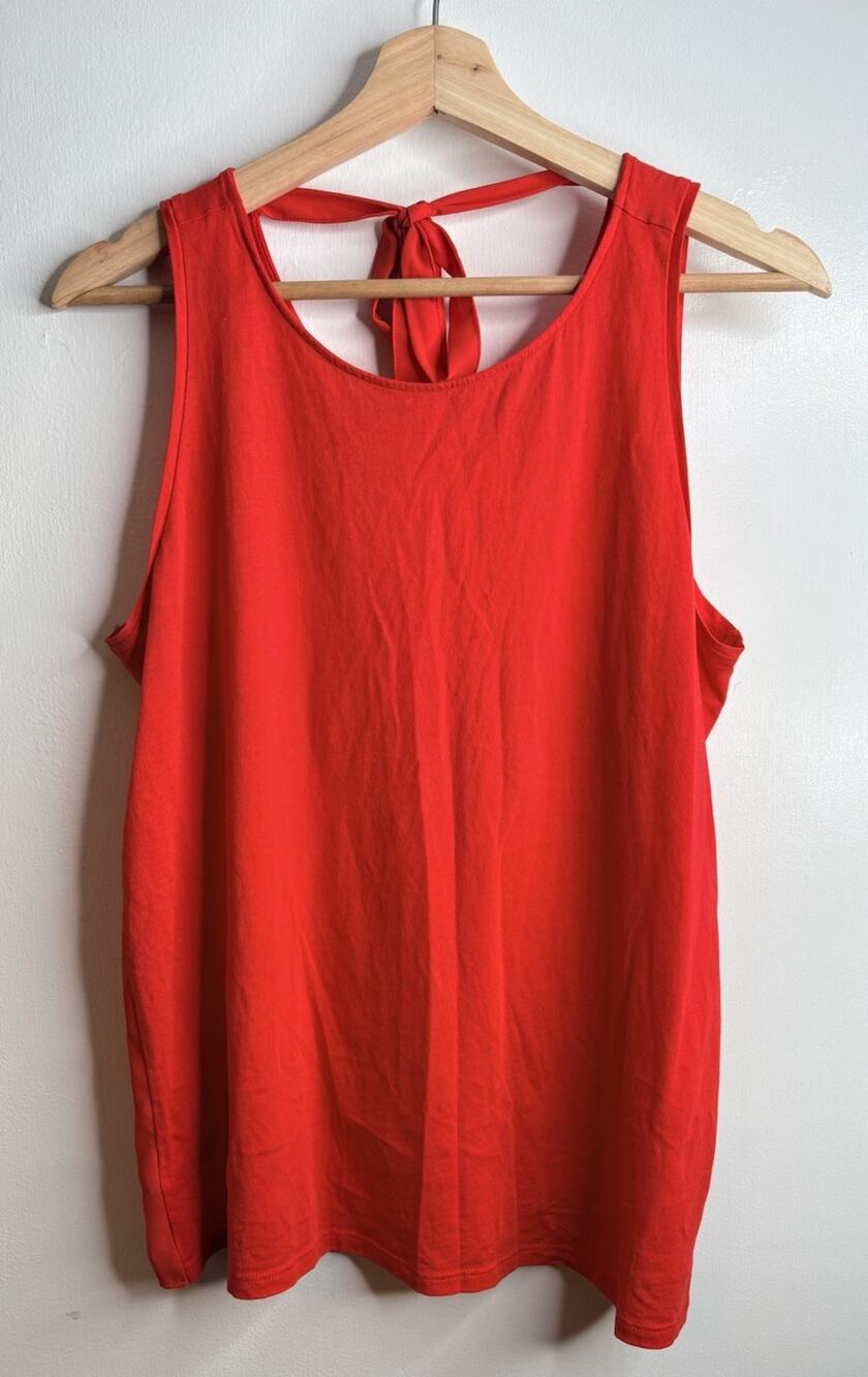 LOFT Tomato Red Sleeveless Women's Knit Tie Back Top Size M